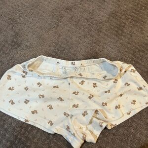 Women's Cream Teddy Bear Print Shorts